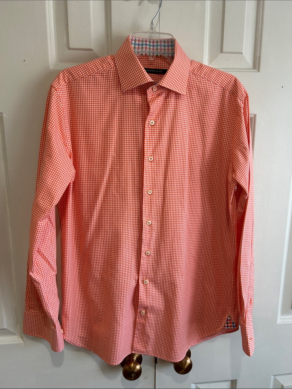 Hammer Made Orange Gingham Shirt